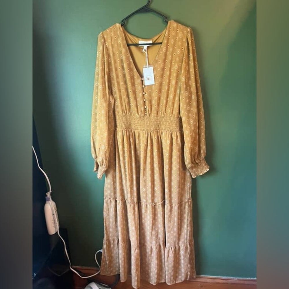 Lucky Brand Mustard Long Sleeve Dress